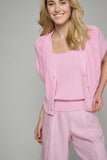 Pink Cardigan with Short Sleeves
