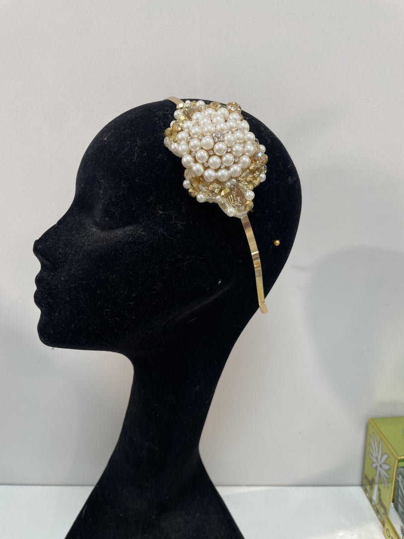 Iris in Pearl Gold and Clear Crystals