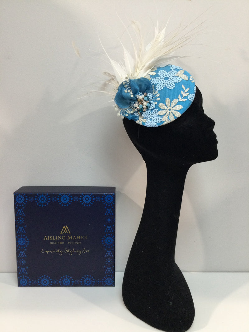 Turquoise, Cream and Gold Headpiece