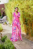 Maxi dress in pink and purple