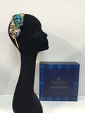 Plumeria in Gold,Teal,Emerald and Royal Blue