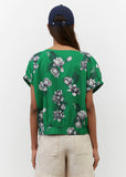 Green Floral Cropped Blouse