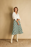 Pleated Skirt in Green Print