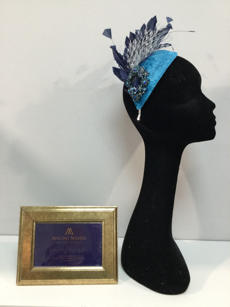 Teal and Navy Teardrop Headpiece