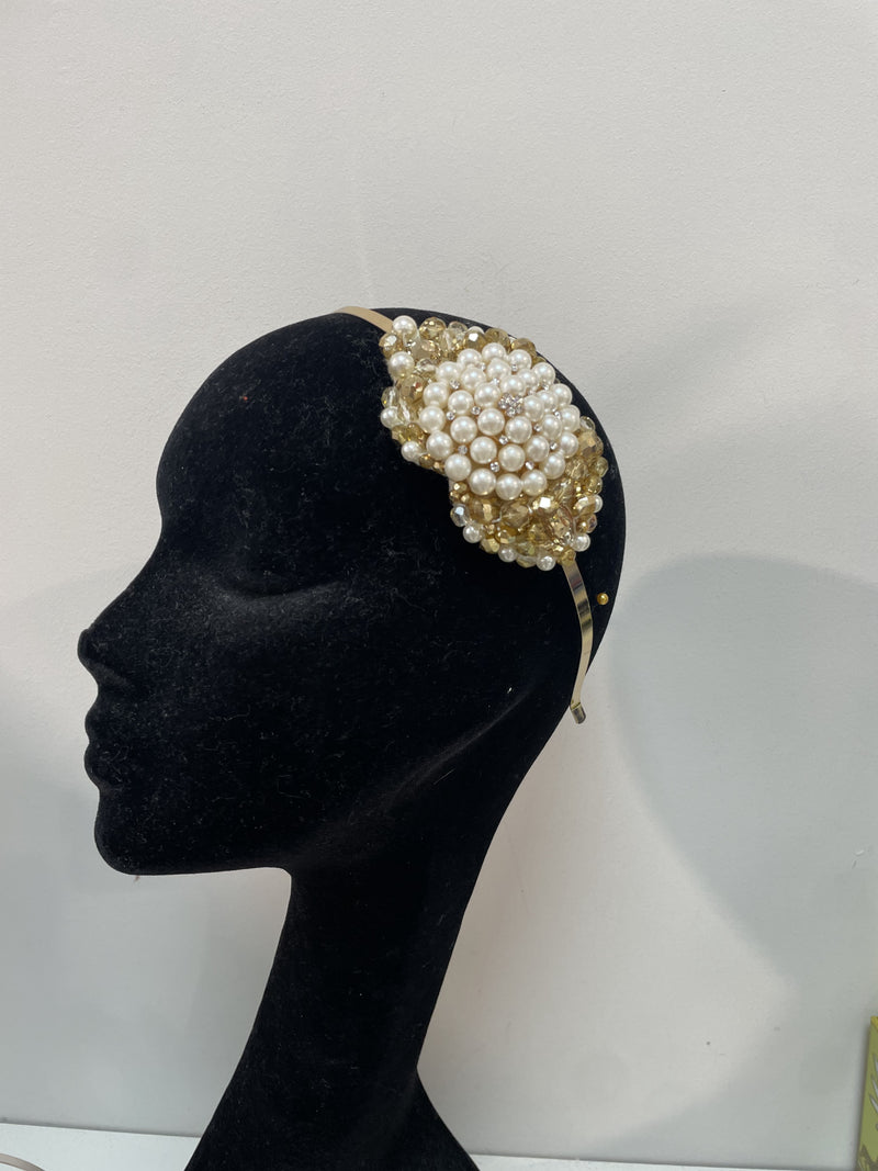 Iris in  Pearl and Gold Crystals
