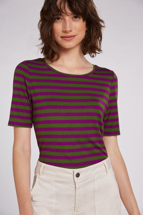 Purple and Green Striped Tshirt