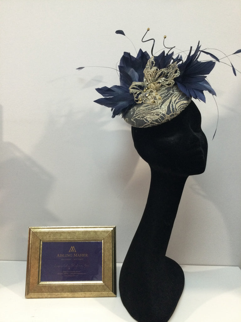 Navy and Gold Headpiece