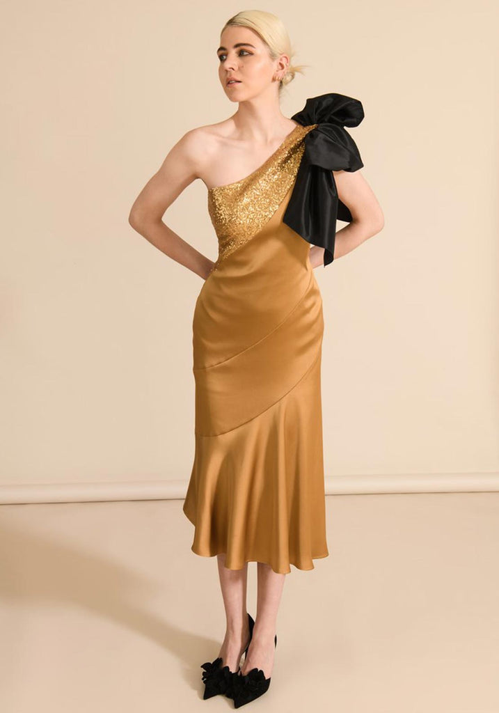 Kennedy Bow Dress in Gold