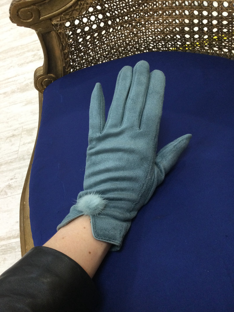 Duckegg Gloves with Fur Pom