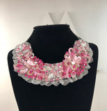 Small Collar - Pink & Silver with Silver Lace