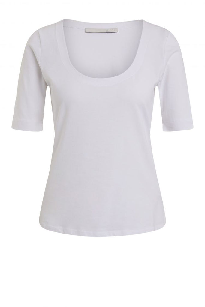 Round Neck White Cotton T-shirt