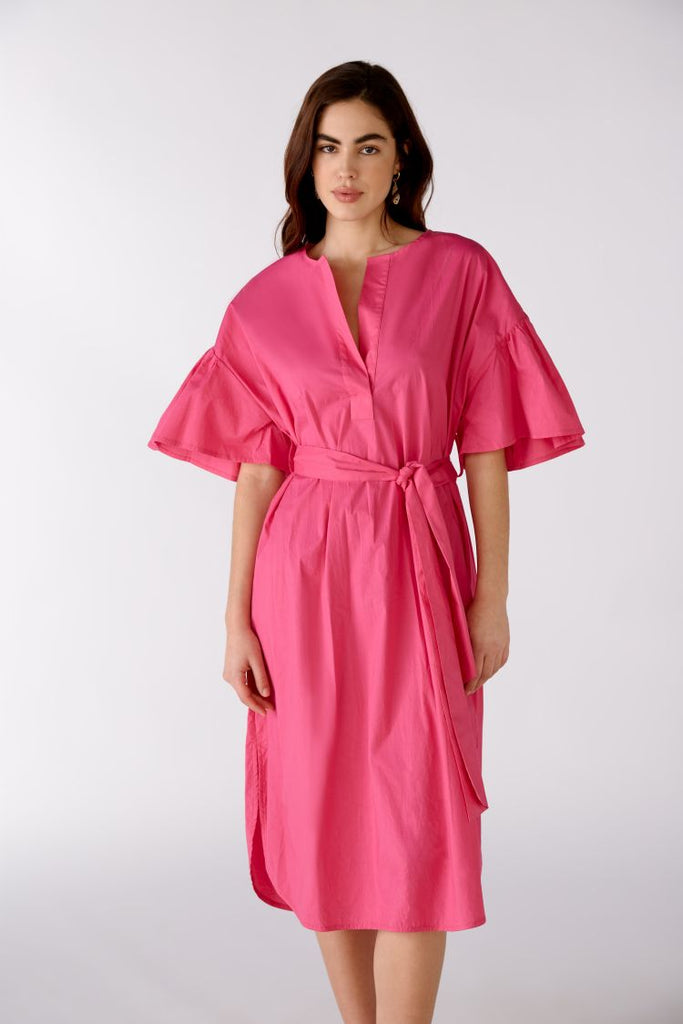Pink Self Tie Belt Dress Cotton