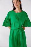 Self Tie Green Cotton Dress