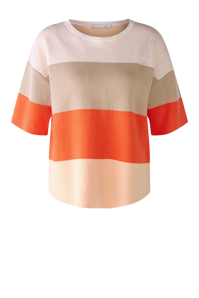 Orange and Beige Striped Sweater