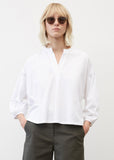 Cropped Jersey Tunic Blouse in White