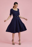 Aubrey Fit And Flare Navy Dress