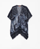 Anastasia Poncho in Navy and Blue Print