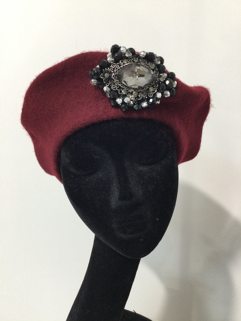 Maroon Beret with Pewter Diamond