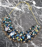 Small Collar - Blue Aqua & Gold with Gold Lace