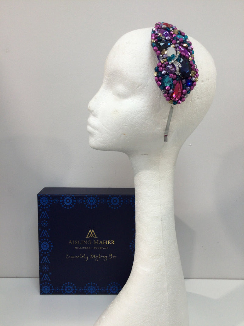 Plumeria In Navy, Pink ,Purple and turquoise
