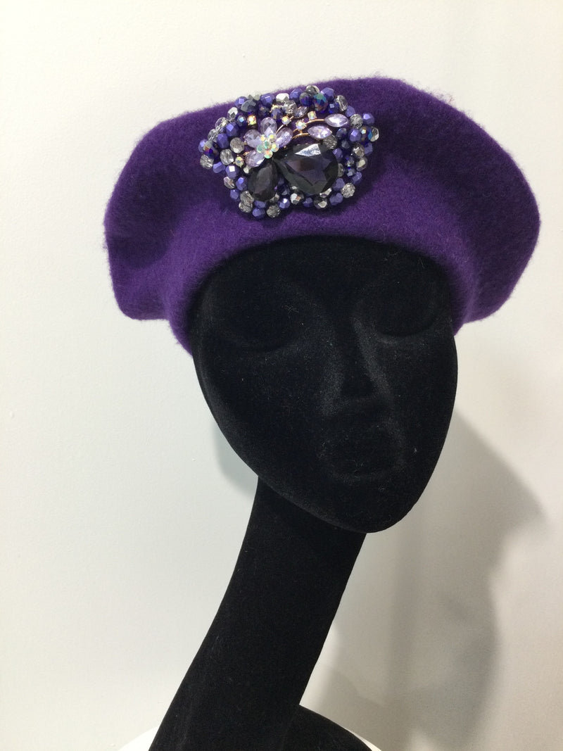 Purple Beret with Purple Crystals