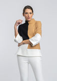 Ivory Camel and Black Top with Collar