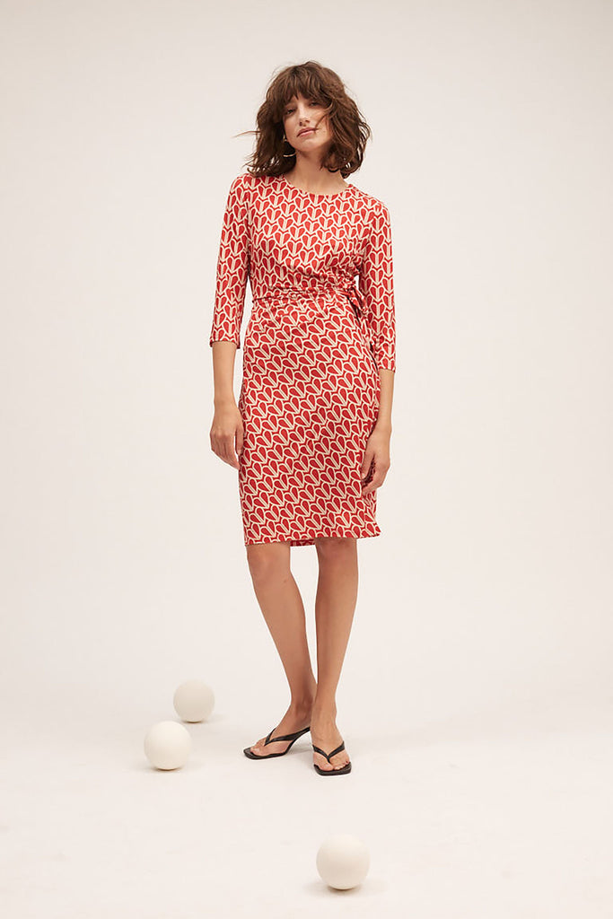 Red and Cream Heart Print Dress