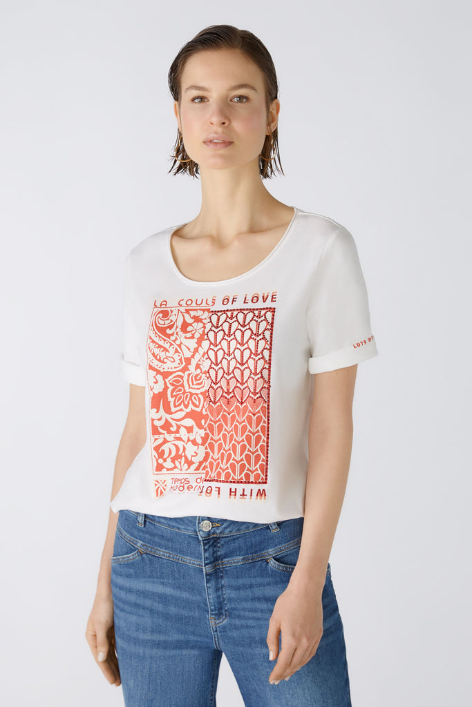 Tshirt with Red and Cream Heart Print
