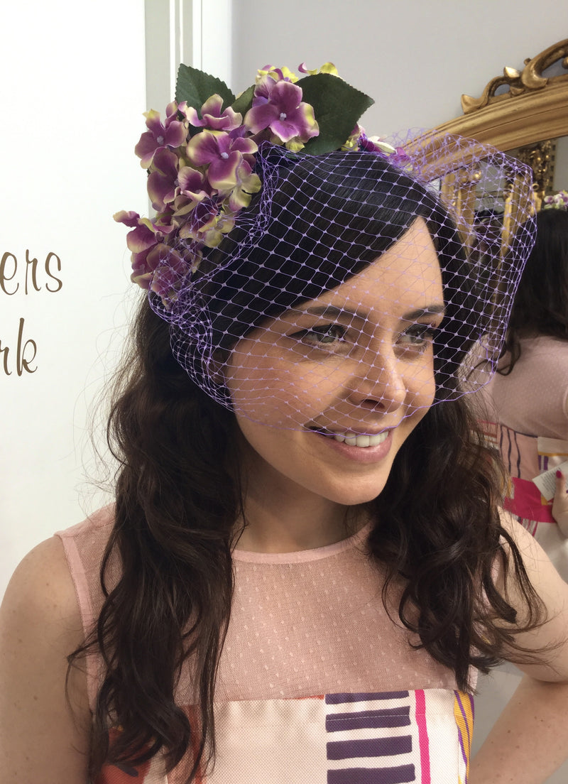wedding hairband purple green floral