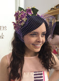 wedding hairband purple green floral