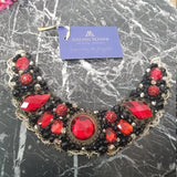 Small Collar - Black Red & Gold with Gold Lace