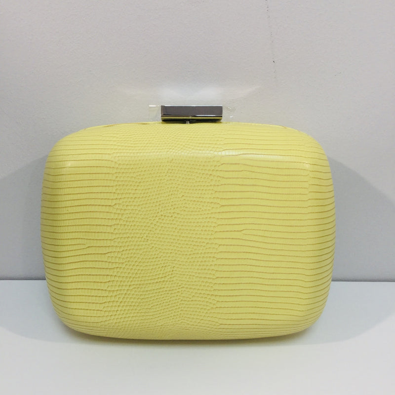 Paloma Lemon Reptile Embossed Clutch