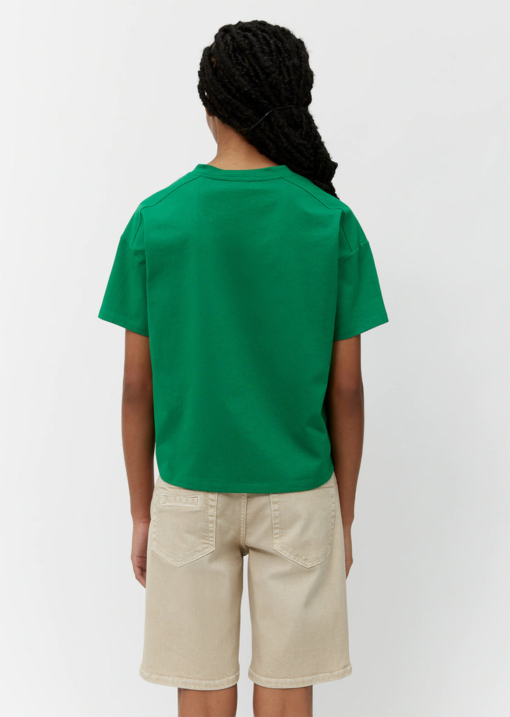 Green Cotton T-shirt V Neck