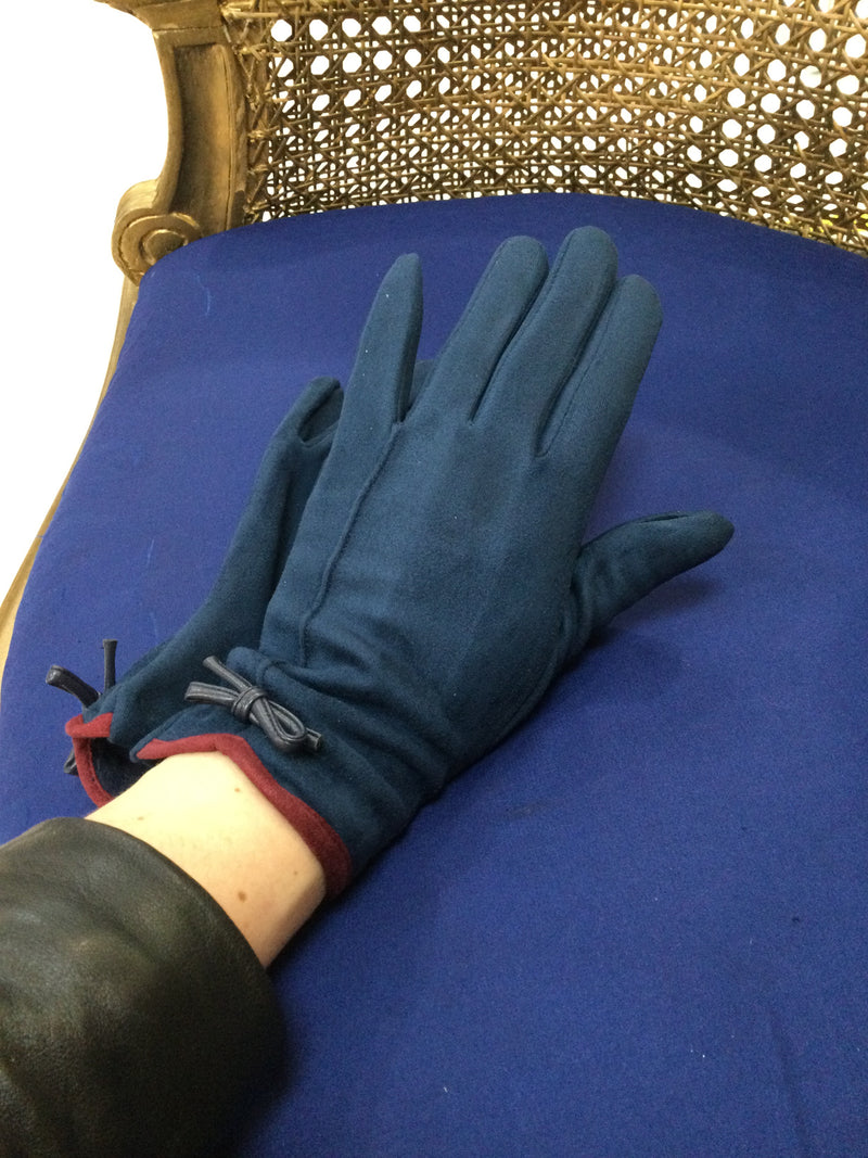 Navy Gloves with Bow