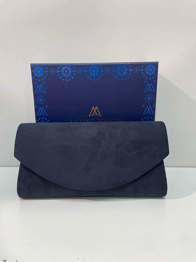 Navy Suede Clutch
