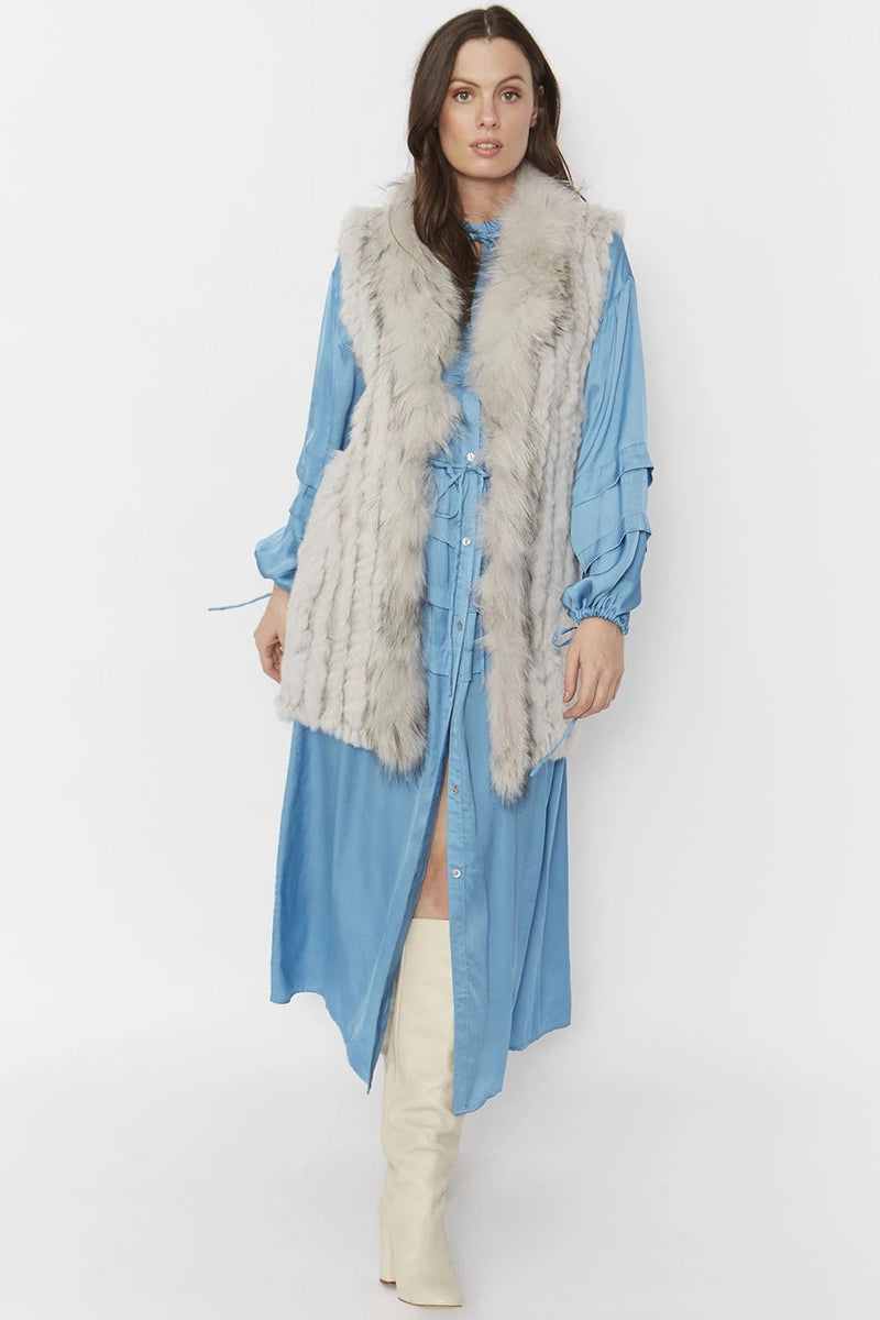 Light Grey Long Fox & Coney Fur Gilet