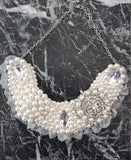 Small Collar - Pearl & Silver with Silver Lace