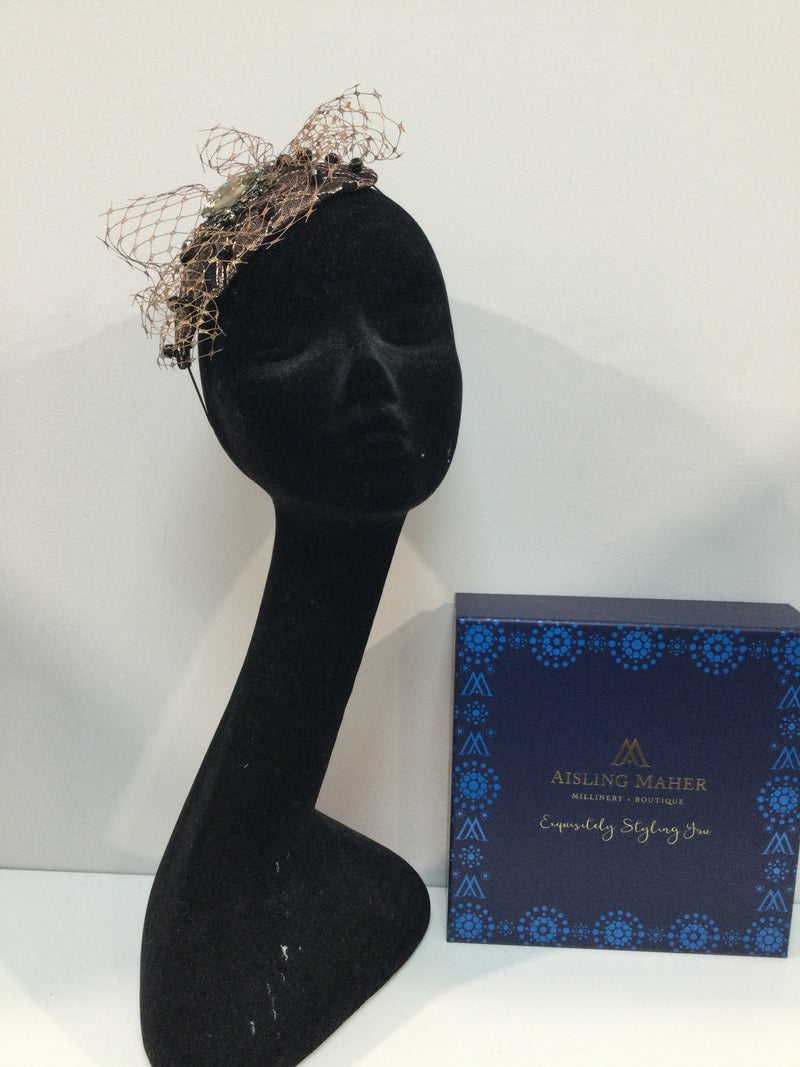 Rose Gold and Black Teardrop Headpiece