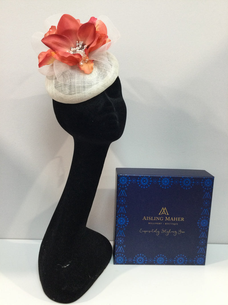 Cream and Coral Headpiece
