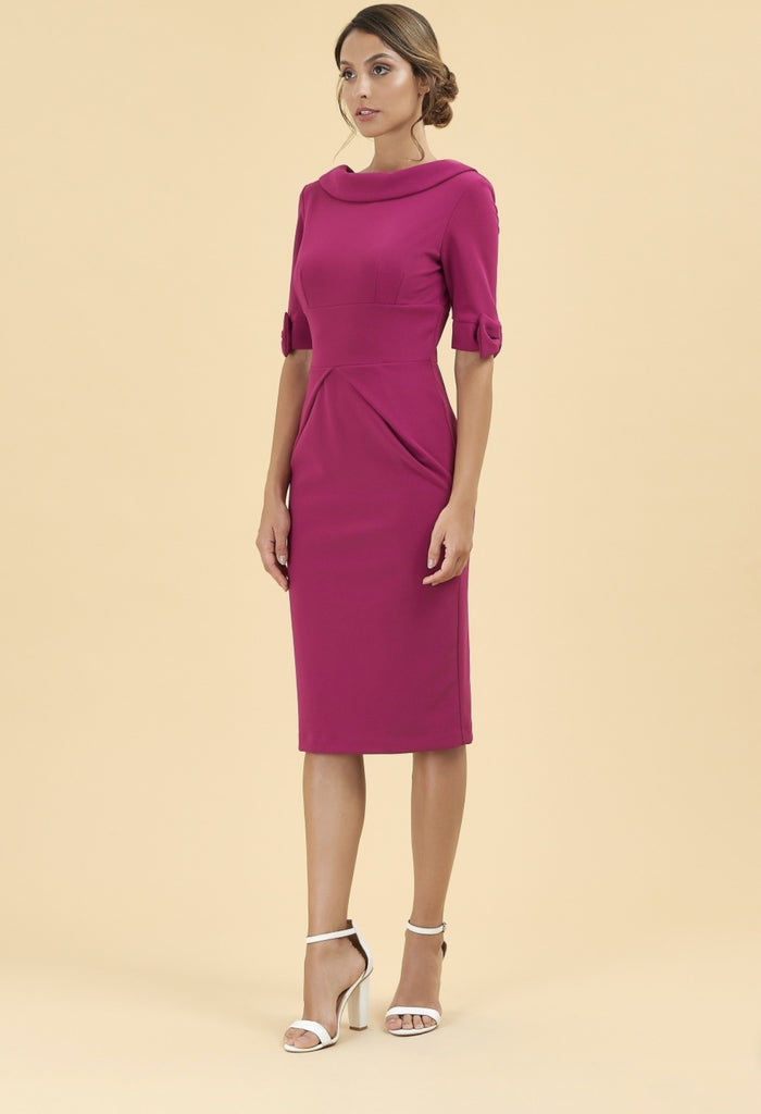 Hollywood Pencil Dress in Berry