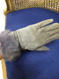Grey Fur Gloves with Bow
