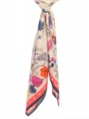 Flower Chess Silk Scarf