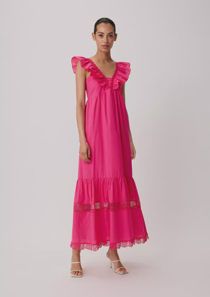 Raspberry cotton maxi dress
