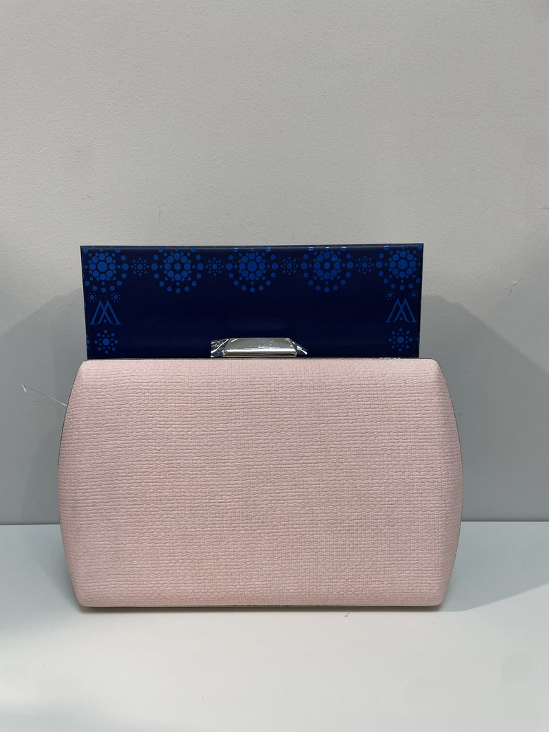 Woven Effect Clutch in Pale Pink