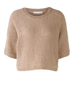 Beige cotton mix cropped sweater