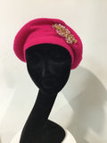 Hot Pink Beret with Pink Embellishment