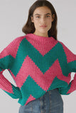 Pink and Teal Zig Zag Sweater