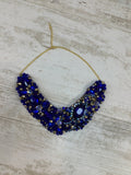 V Collar in Royal Blue and Gold