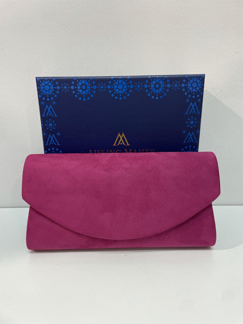 Fuschia Suede Clutch