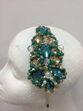 Plumeria in Teal, Pearl and Gold